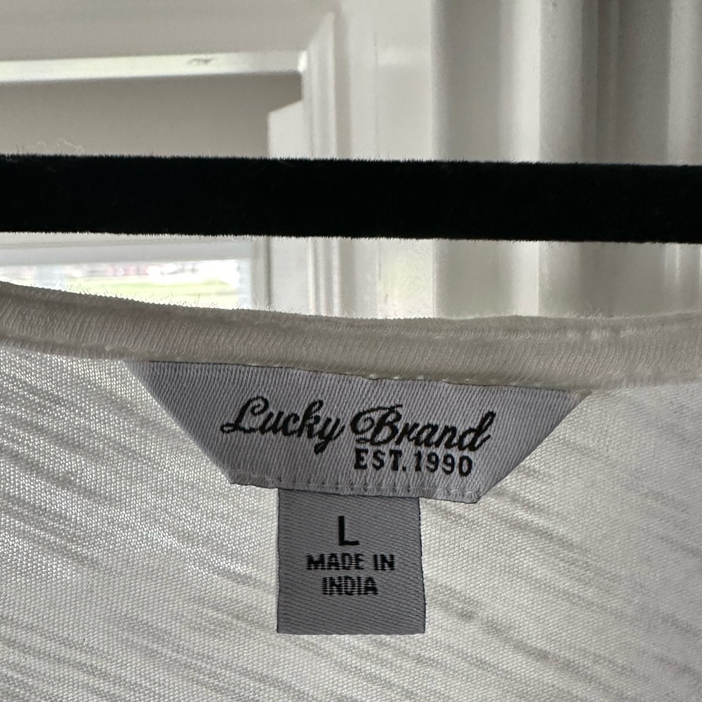 Lucky Brand White Tee with Lace front - Picture 2 of 4